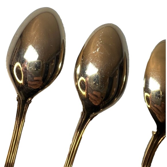 FB Rogers Golden Plated Electroplate American Chipendale Flatware 4 Spoons Tsp - Picture 9 of 15